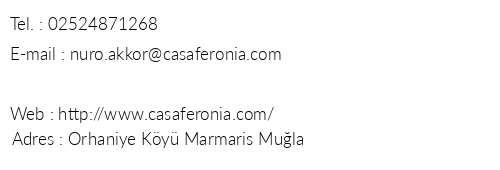 Casa Feronia telefon numaralar, faks, e-mail, posta adresi ve iletiim bilgileri